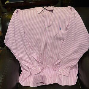 Ralph Lauren XL Mens Casual Light Burgundy Striped Shirt